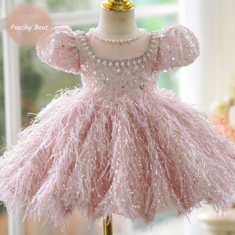Baby Clothing Dresser - Mode Baby Mädchen Prinzessin Pailletten Feder