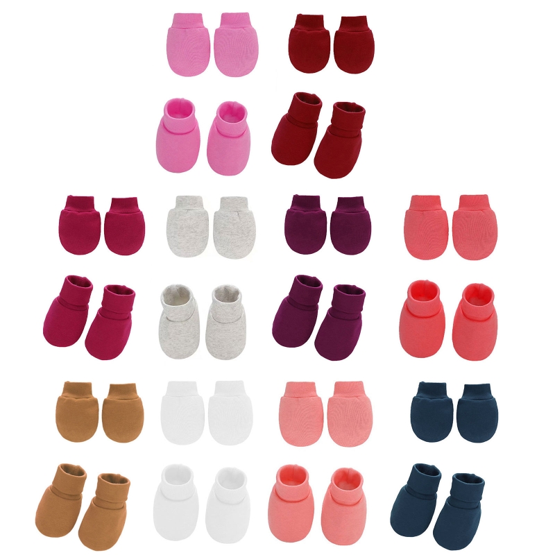 Baby Mittens Scratch - QX2D Baby-weiche Baumwollhandschuhe, Fußabdeckungen, Set, Anti-Kratz-Fäustlinge,