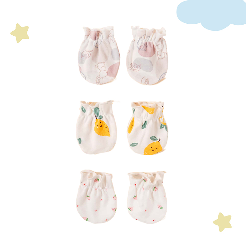Baby Mittens Scratch - 3 Paar 100% Baumwolle Weiche &