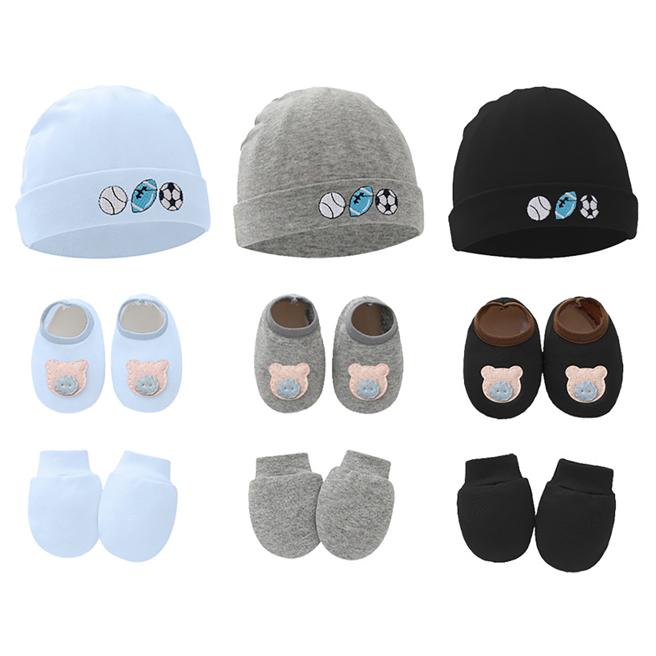 Baby Mittens Scratch - 3-teiliges Baby-Set: Mütze, Handschuhe, Schuhe -