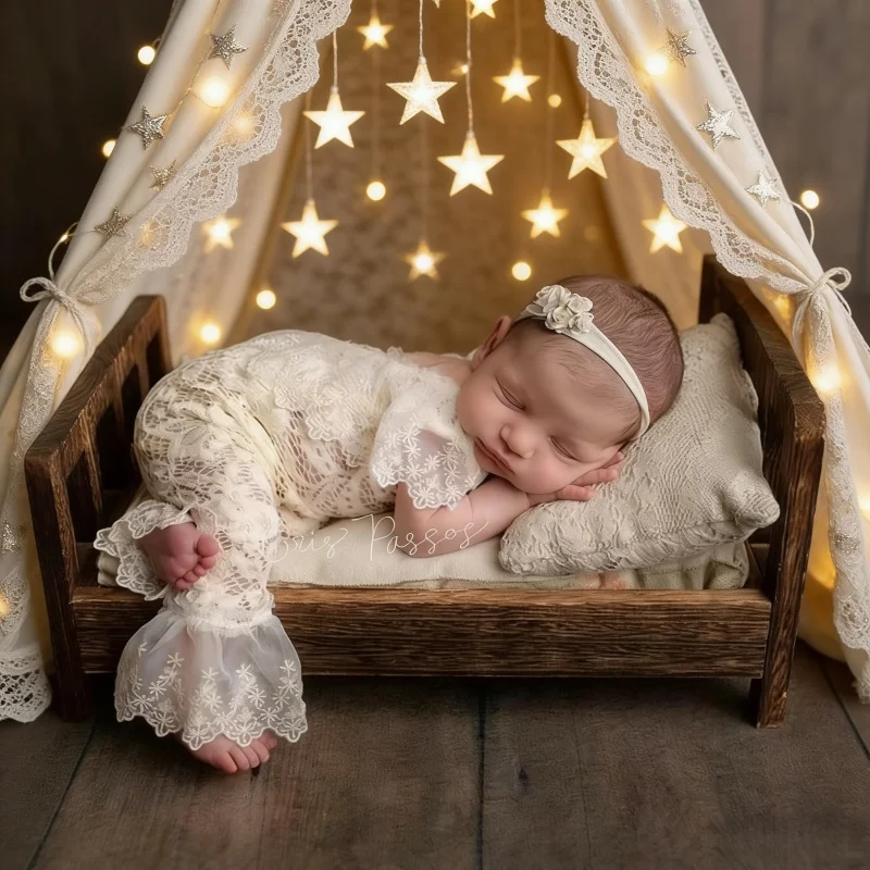 Baby Clothing Country - Spitzen-Schlaghosen-Strampler 1 Set Neugeborenen-Fotografie-Kleidung Stirnband Baby-Foto-Outfit