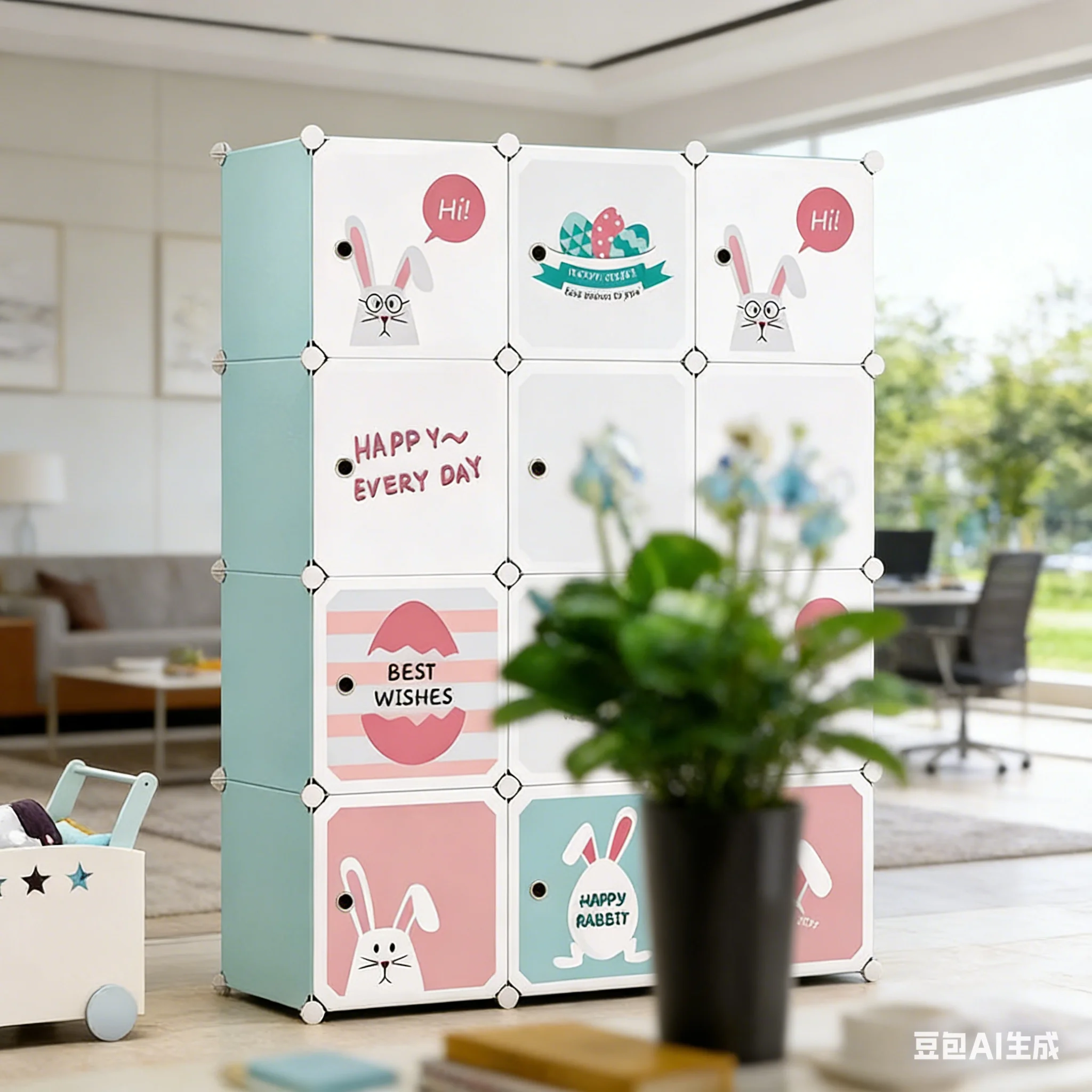 Baby Clothing Storage - AOLIVIYA Einfacher Cartoon-Kinderkleiderschrank mit wirtschaftlichem, modernem