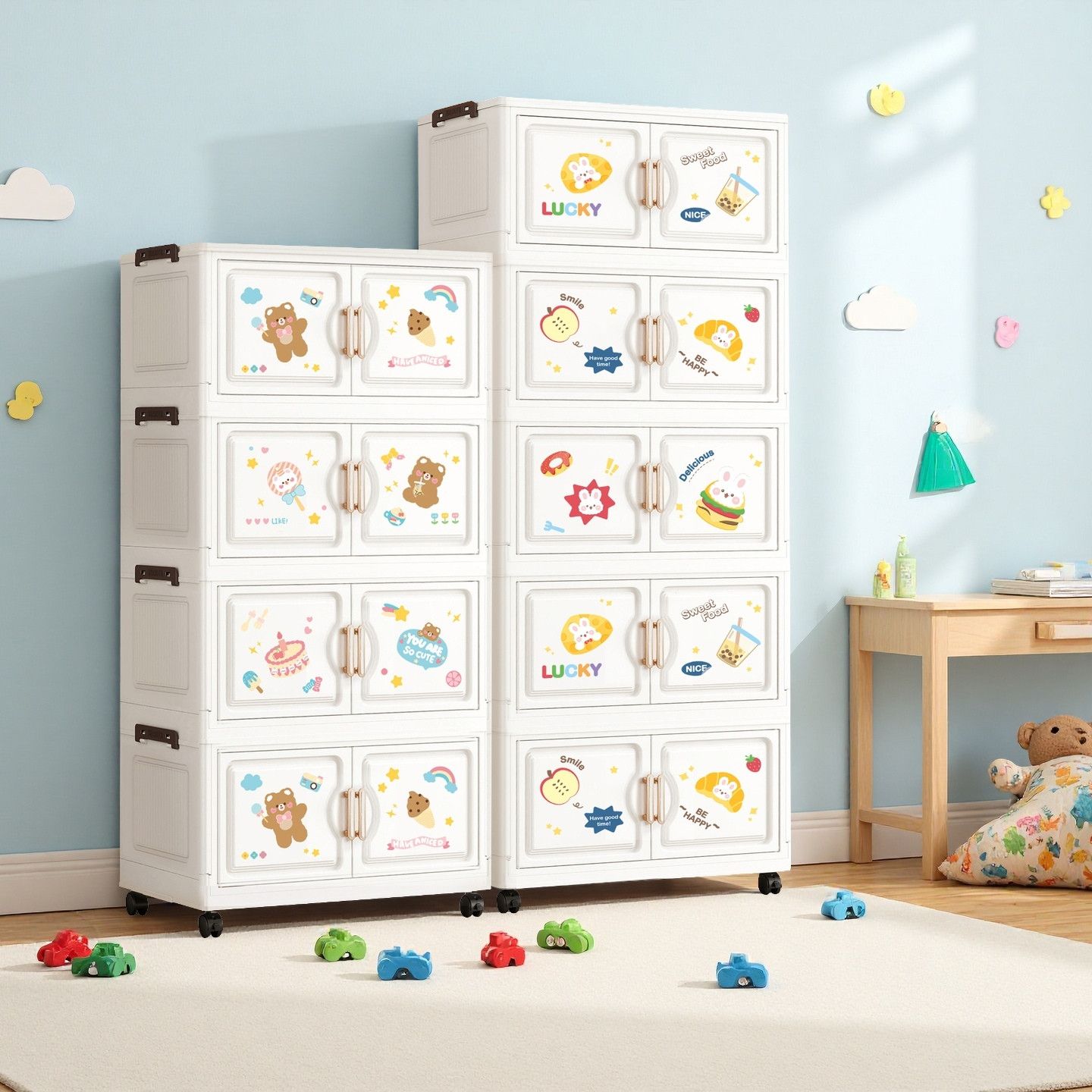 Baby Clothing Storage - 18,9 Zoll faltbare Cartoon-Aufbewahrungsbox, 1–6 Etagen,