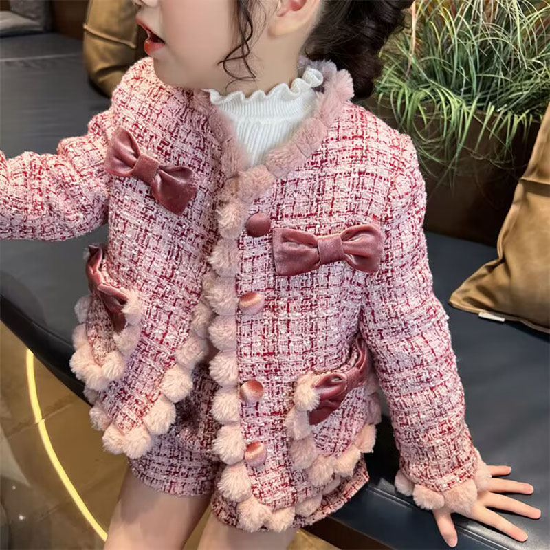 Baby Clothing Designer - Entzückende Pompon Design Baby Mädchen Tweed