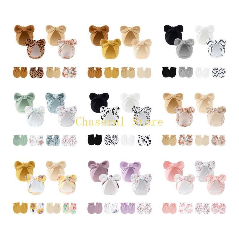 E7CE 4 Set Cotton Säugling Bow – Baby Mittens Scratch Bewertung und Preis